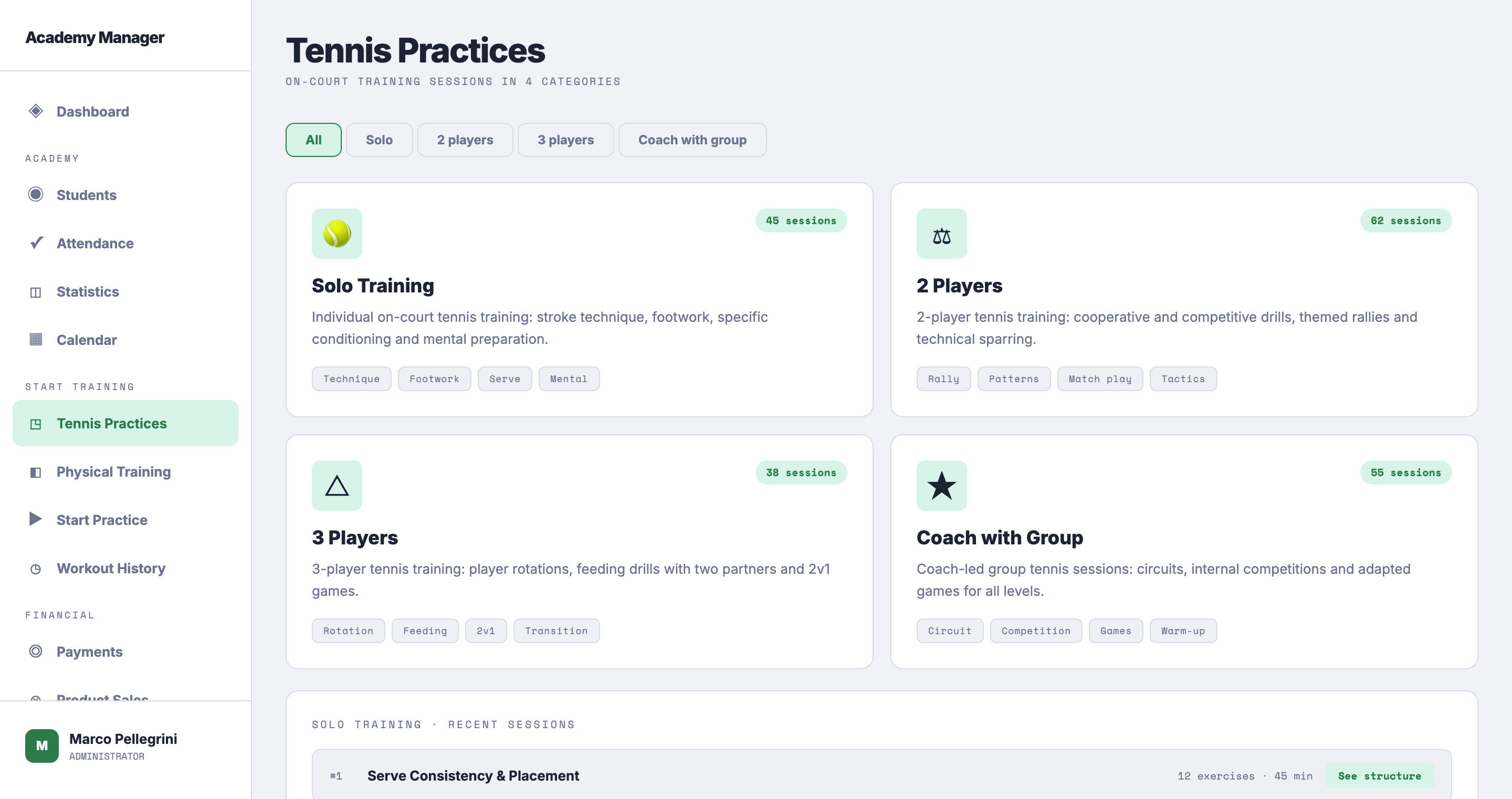 Tennis practice library